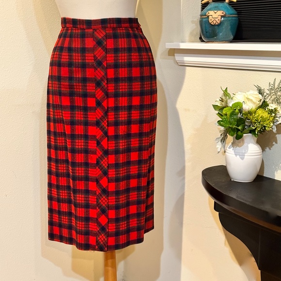 Bobbie Brooks Calgary - Vtg. 50’s Red Plaid Tartan Skirt & Jacket Suit - Sz. S - Picture 5 of 16